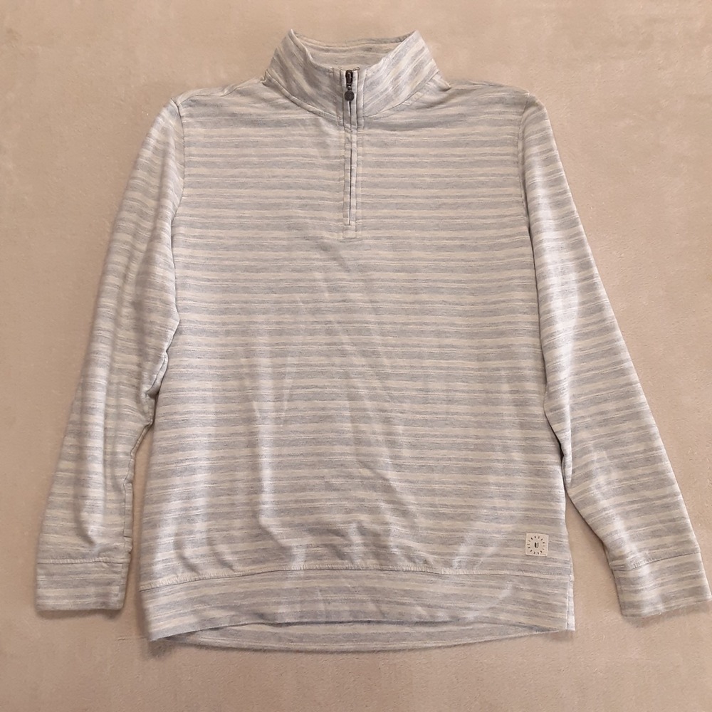 Linksoul Mens Tempus Fugit Reverse Stripe 1/4 Zip Pullover M Blue LS4122 LS